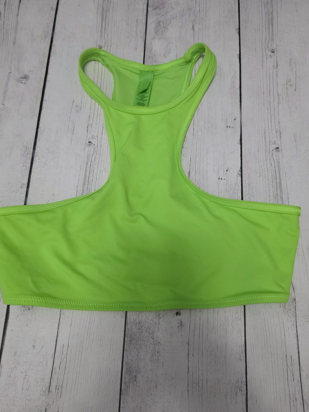 SKIMS Swim High Neck Racerback Bikini Top in Neon Green Size S